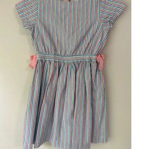 Girl's Striped Seersucker Bow Dress Size 8 rainbow sherbert spring colo